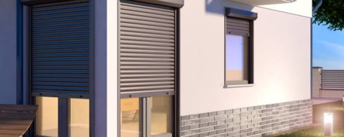 blinds and house, 3D illustration